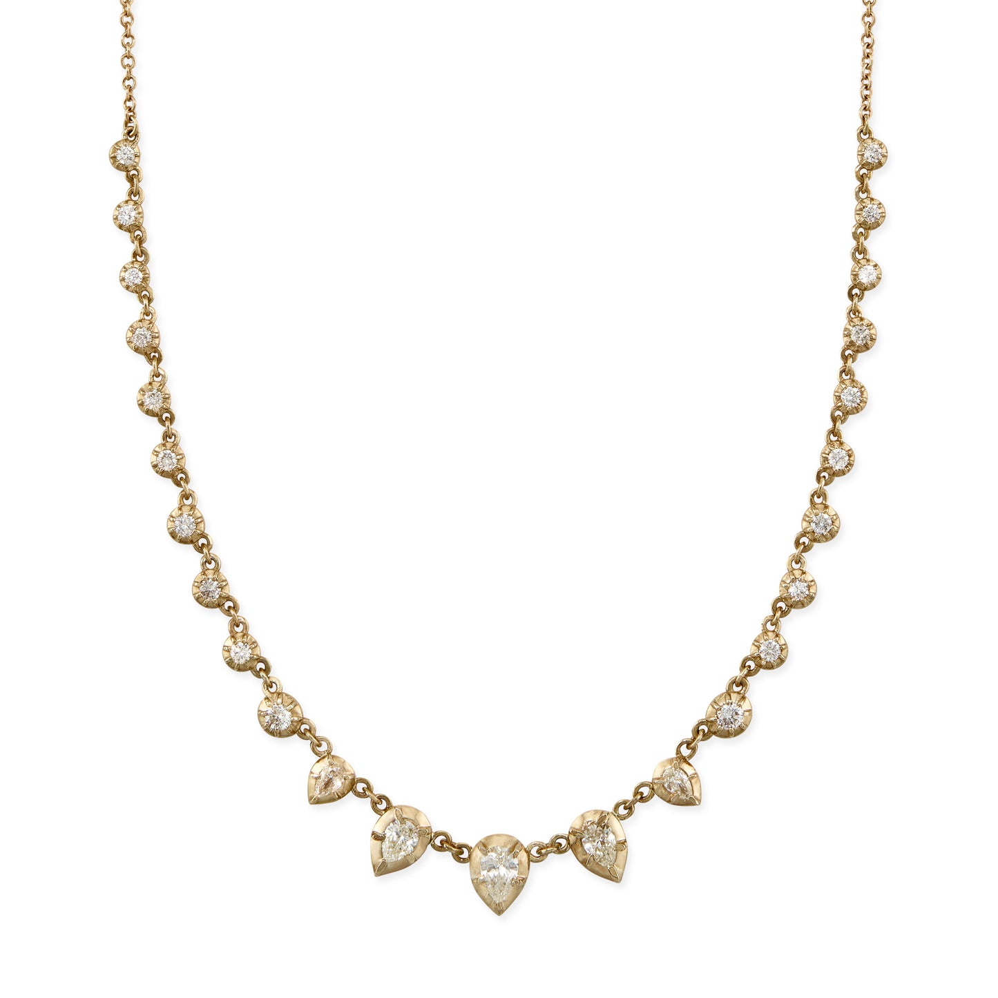 Teardrop + Round Graduated Sophia Diamond Necklace