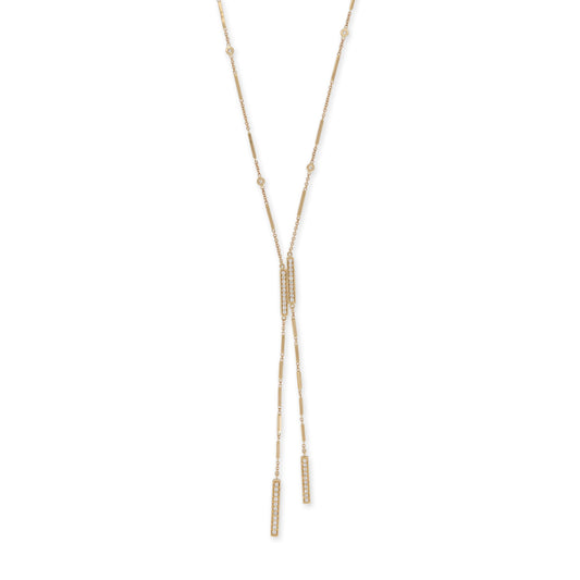 4 Sided Pave Diamond Bar Bolo Necklace