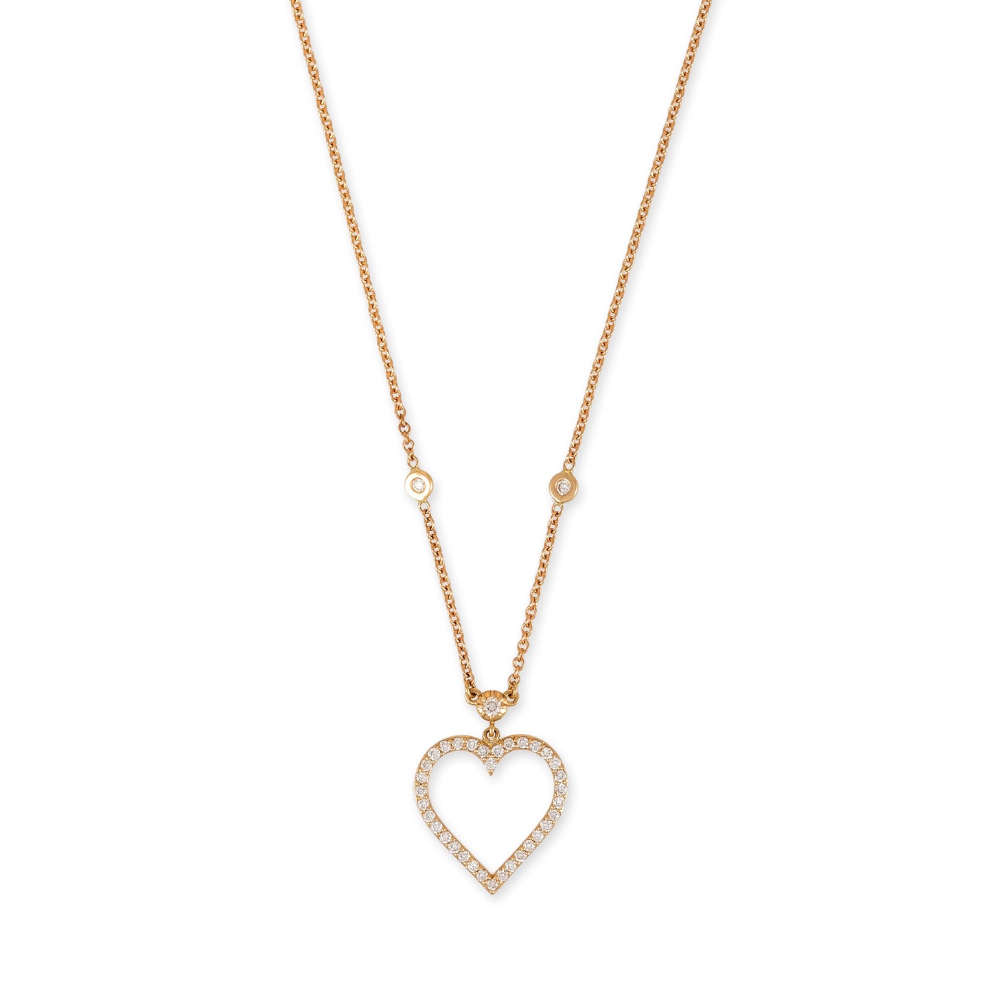 Pave Diamond Heart Outline Necklace