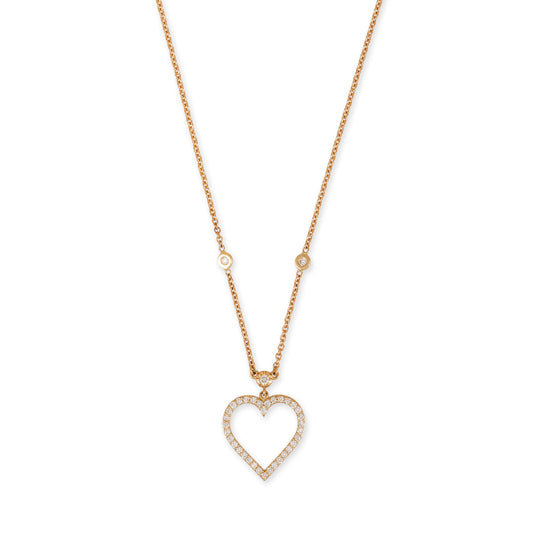 Pave Diamond Heart Outline Necklace