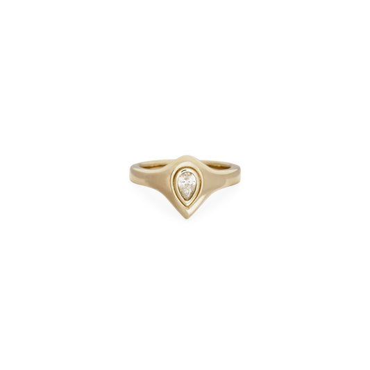 Teardrop Diamond Signet Ring